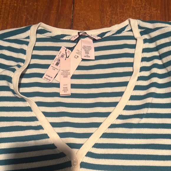 Victoria's Secret Teal and Cream Striped Pajama Set - Picture 5 of 7